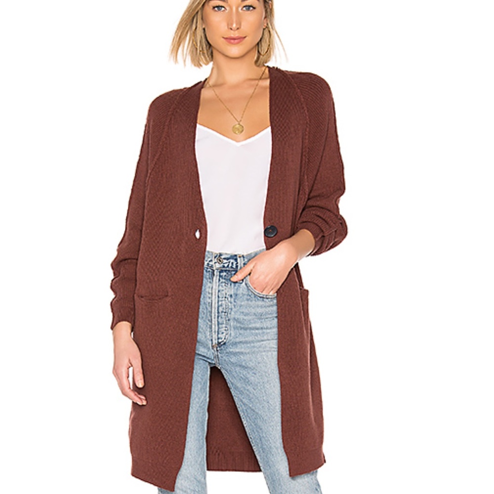 Free people the irreplaceable long oversized cardigan in plum